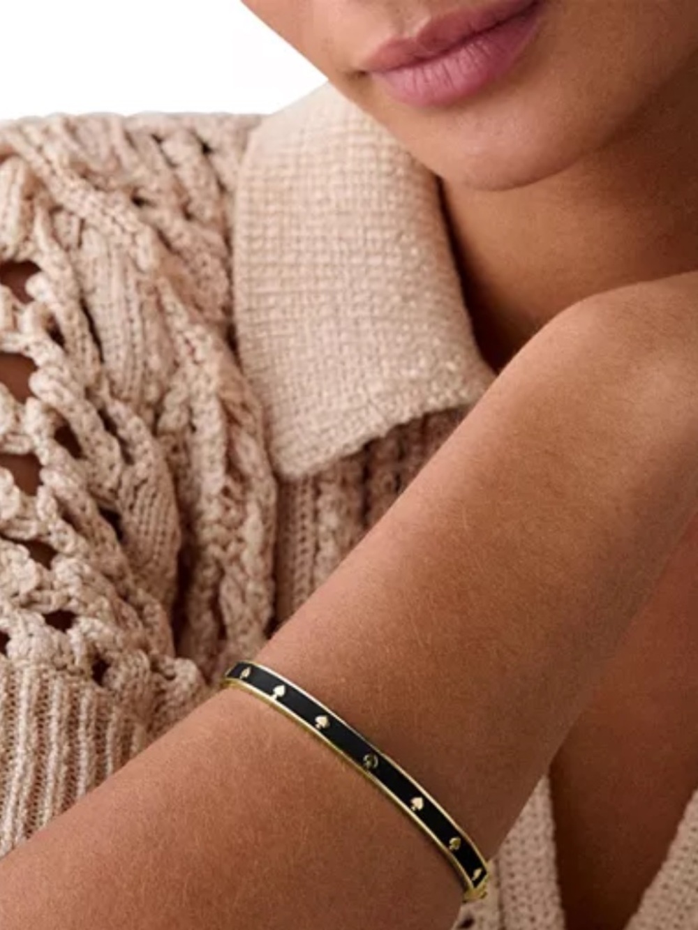 NWT Kate Spade Spot The Spade Enamel Hinged Bangle Black - Picture 6 of 12